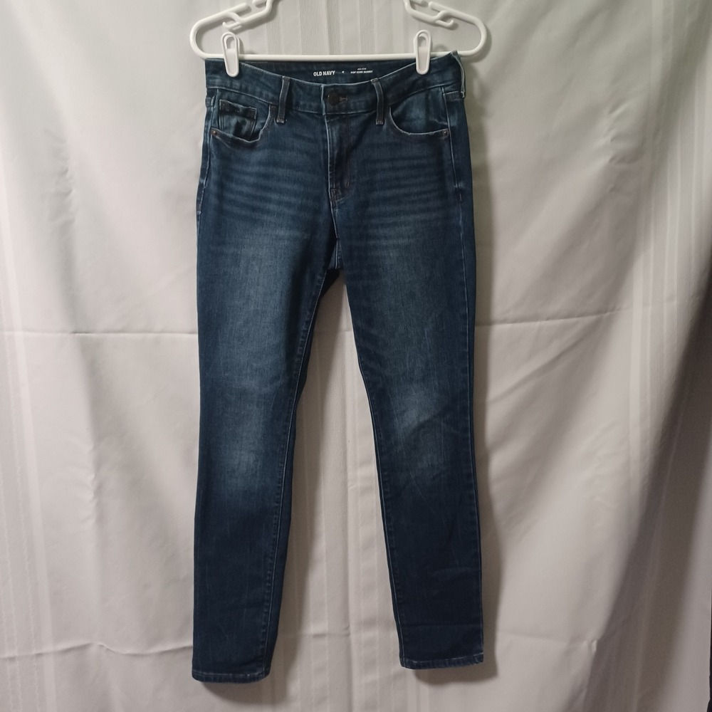 Old Navy Jeans Womens 4 Blue Pop Icon Skinny Mid-Rise Dark Wash Denim 481401-01